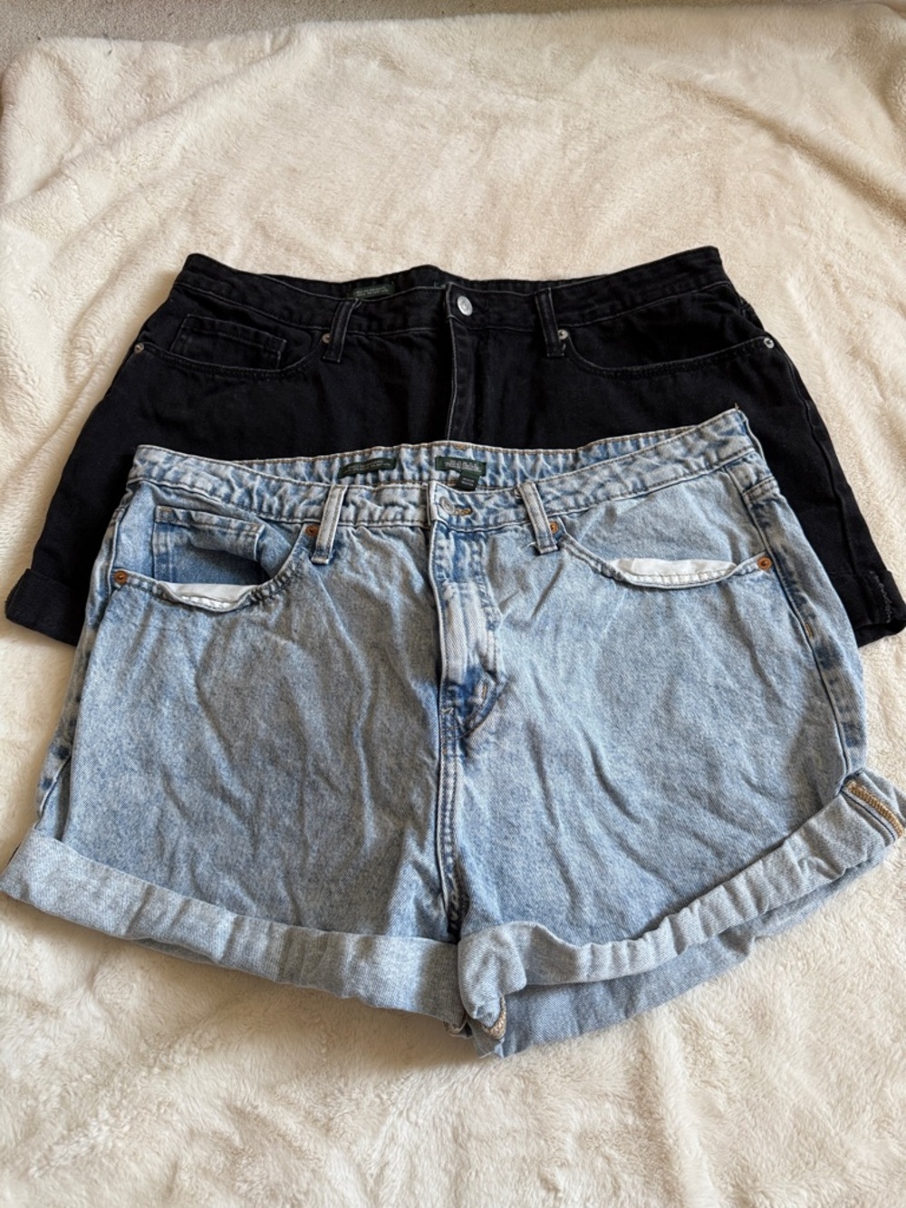 wild fable Light Blue and Black High-Rise Denim Shorts Duo